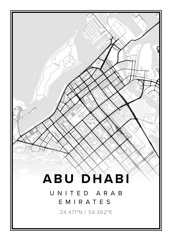 Abu Dhabi UAE Map Poster