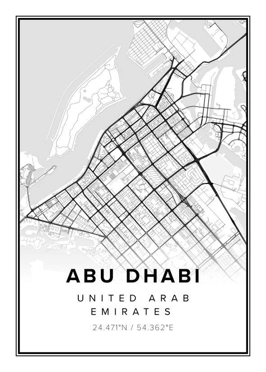 Abu Dhabi UAE Map Poster