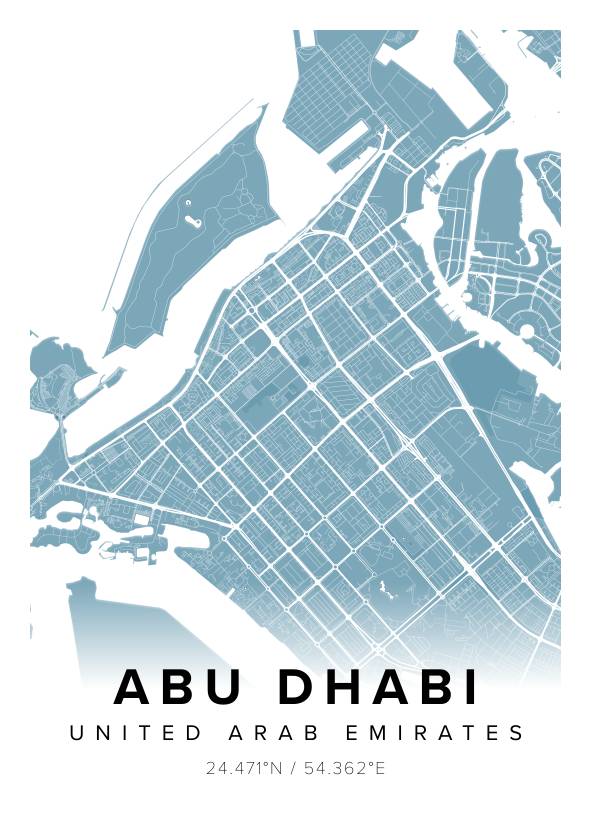 Abu Dhabi UAE Map Poster