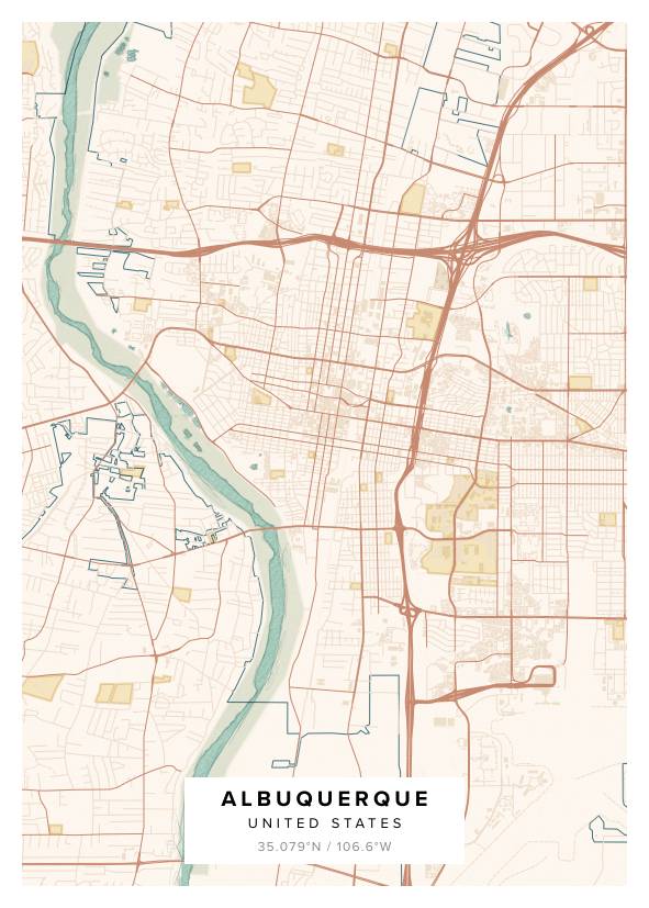 Albuquerque USA Map Poster