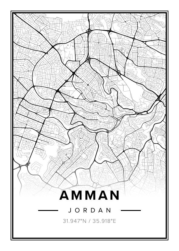 Amman Jordan Map Poster