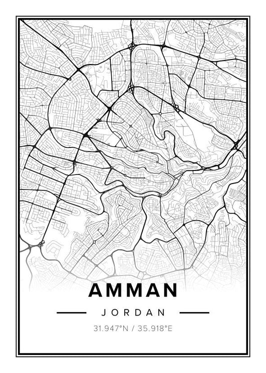 Amman Jordan Map Poster