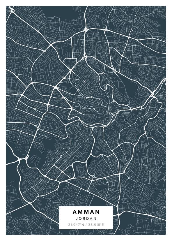 Amman Jordan Map Poster