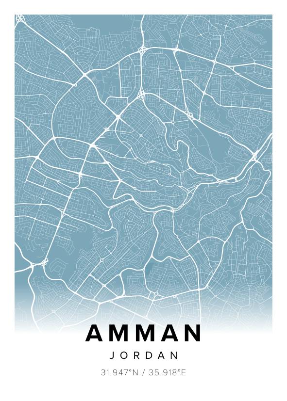 Amman Jordan Map Poster