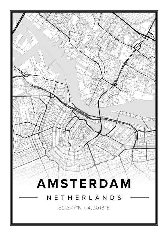 Amsterdam Netherlands Map Poster