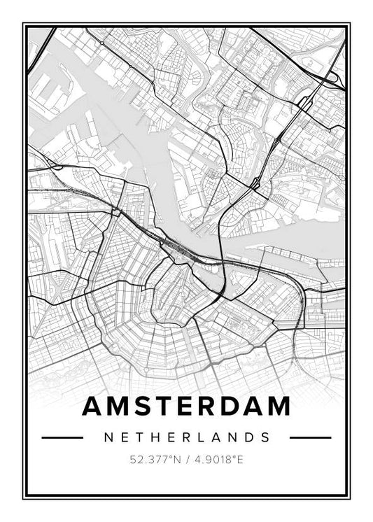 Amsterdam Netherlands Map Poster