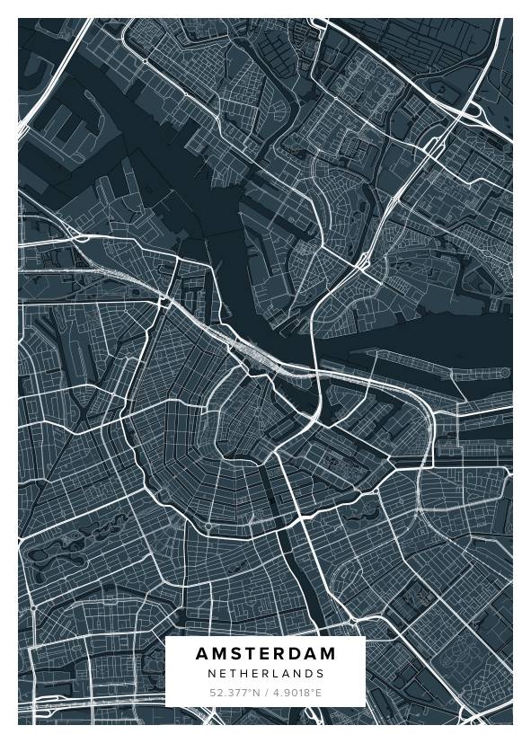 Amsterdam Netherlands Map Poster