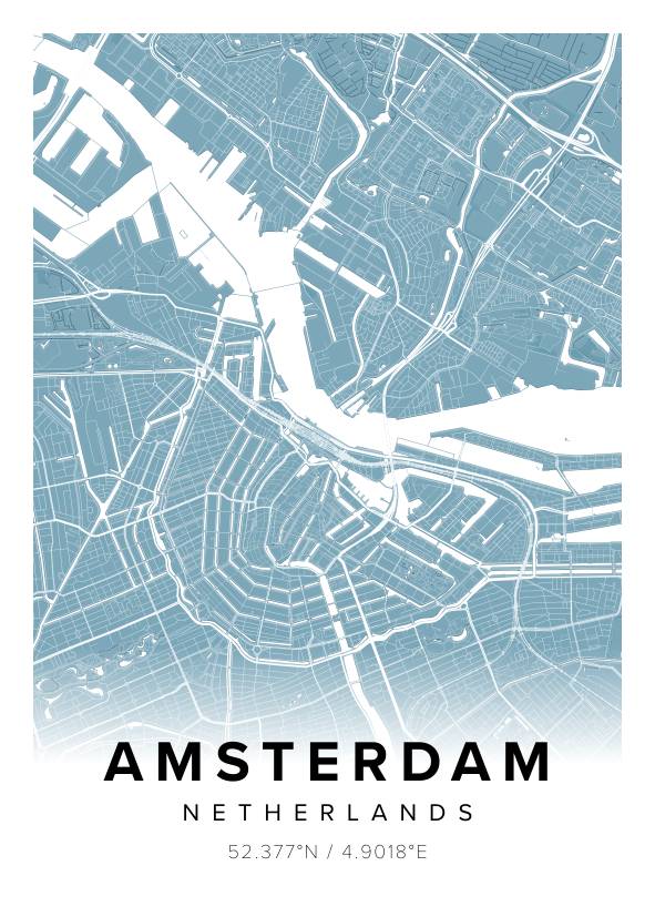 Amsterdam Netherlands Map Poster