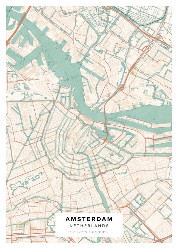 Amsterdam Netherlands Map Poster