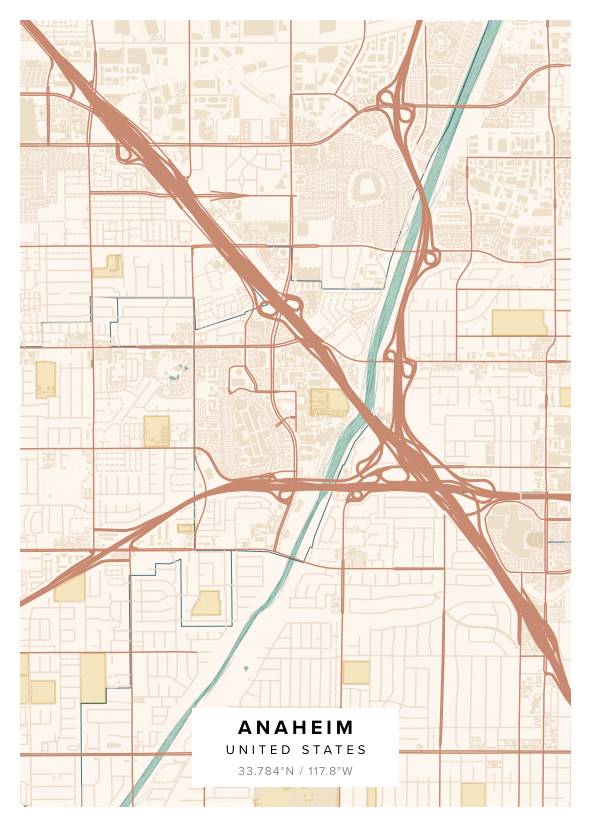 Anaheim US Map Poster