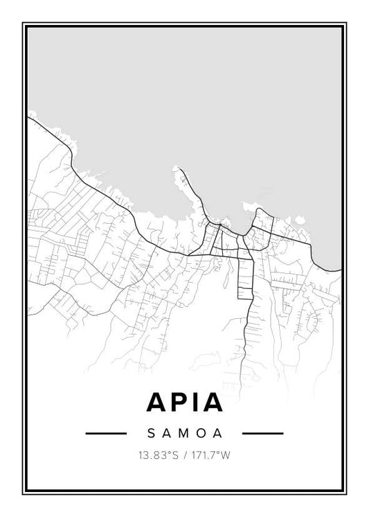 Apia Samoa Map Poster