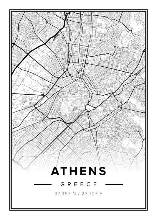 Athens Greece Map Poster