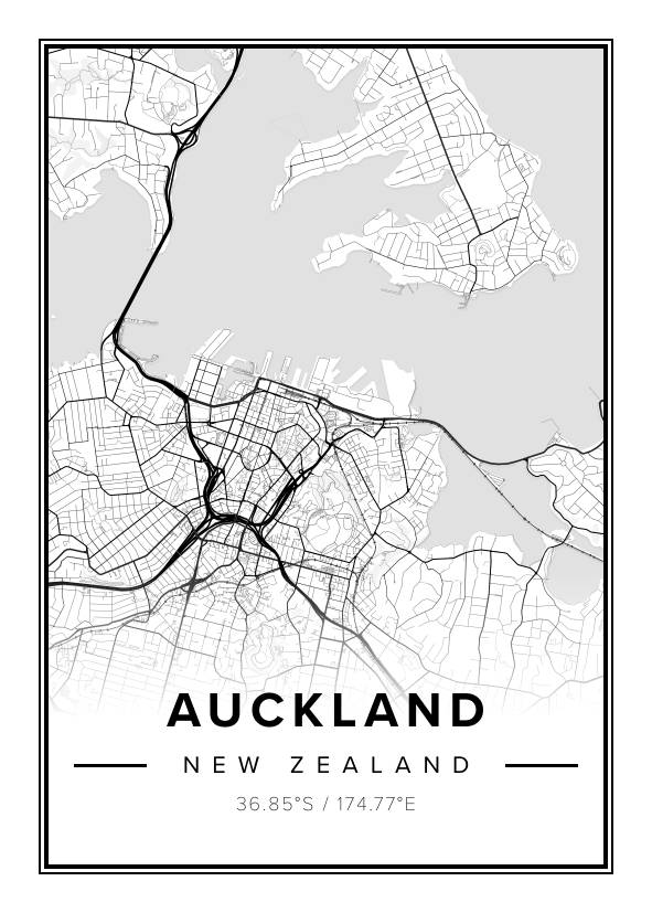 Auckland New Zealand Map Poster