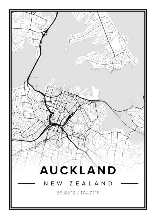 Auckland New Zealand Map Poster