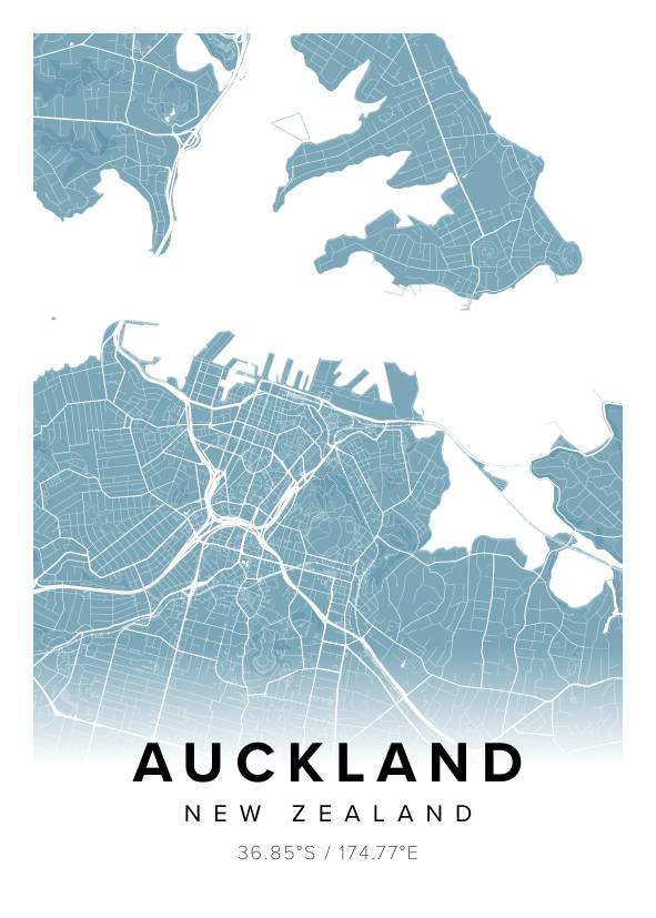 Auckland New Zealand Map Poster