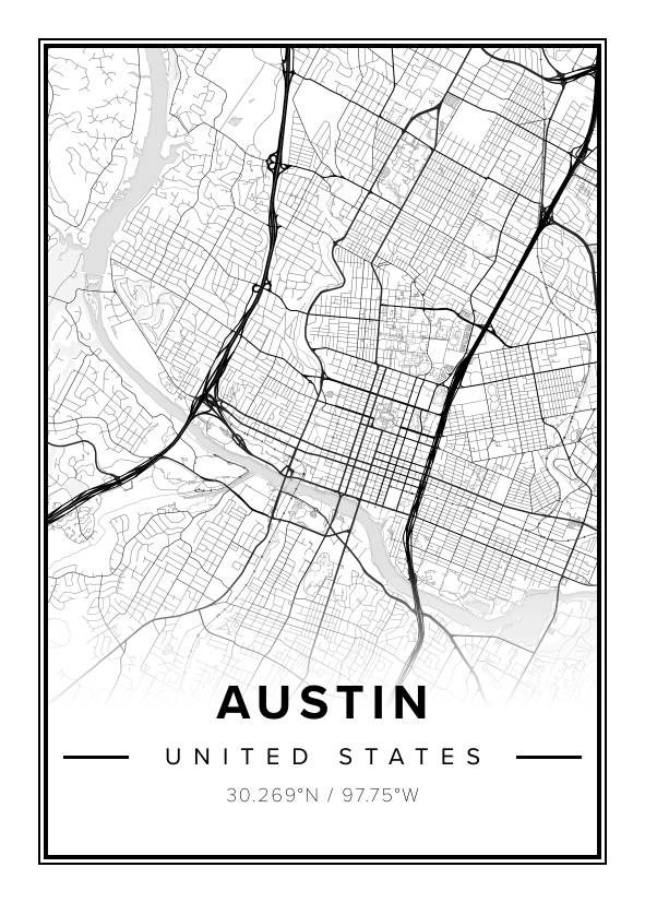 Austin US Map Poster