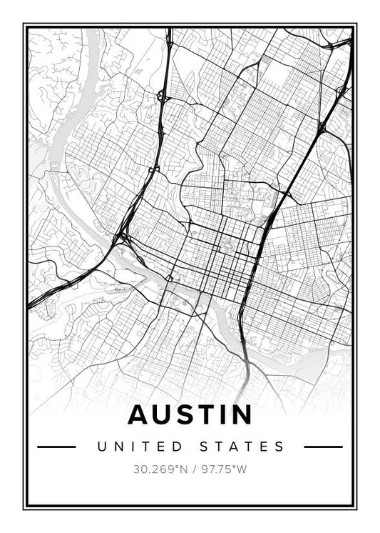 Austin US Map Poster