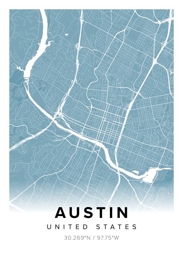 Austin US Map Poster