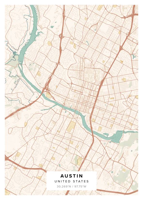 Austin US Map Poster