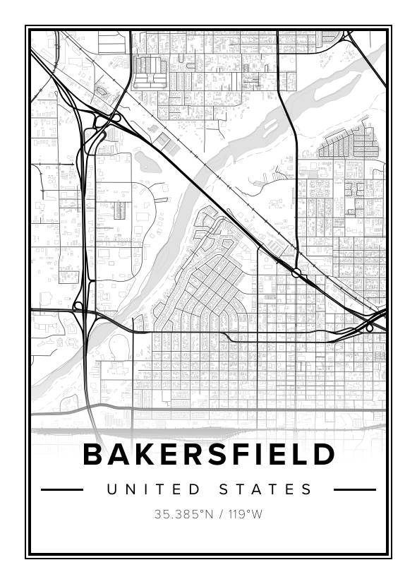 Bakerfield US Map Poster