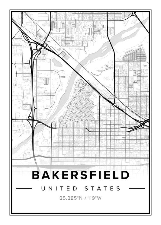 Bakerfield US Map Poster