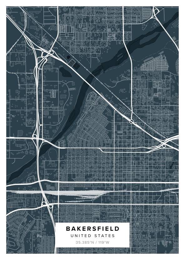 Bakerfield US Map Poster