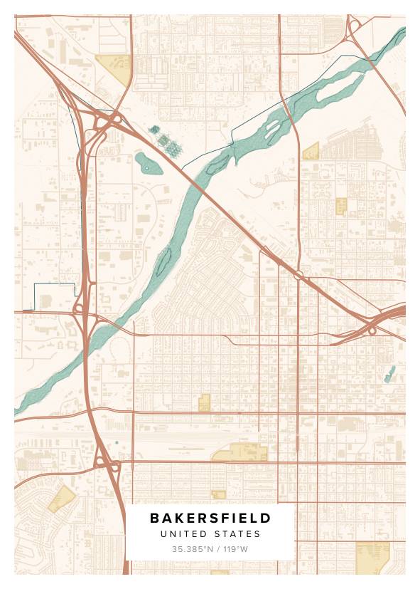 Bakerfield US Map Poster