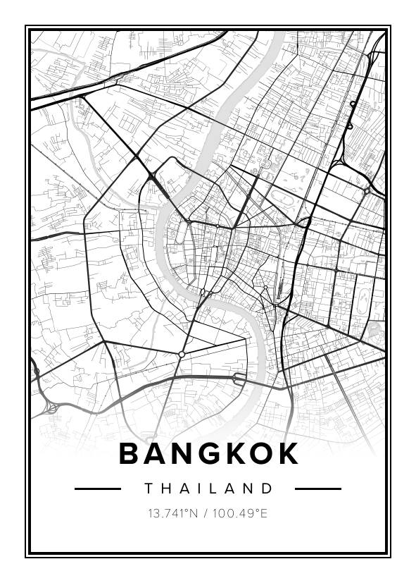 Bangkok Thailand Map Poster