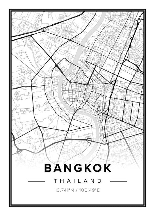 Bangkok Thailand Map Poster