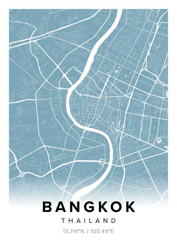 Bangkok Thailand Map Poster