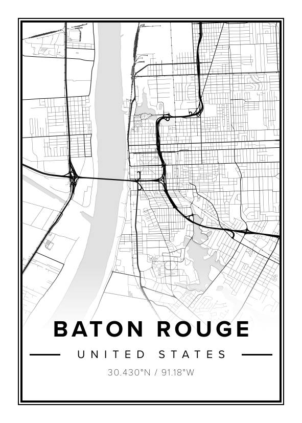 Baton Rouge US Map Poster