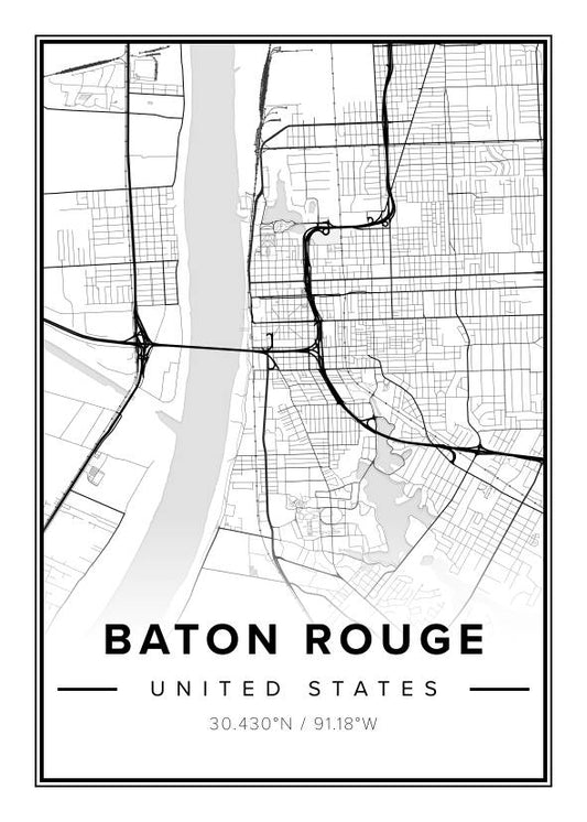 Baton Rouge US Map Poster