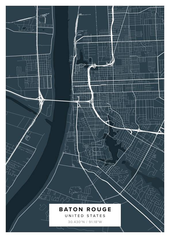 Baton Rouge US Map Poster