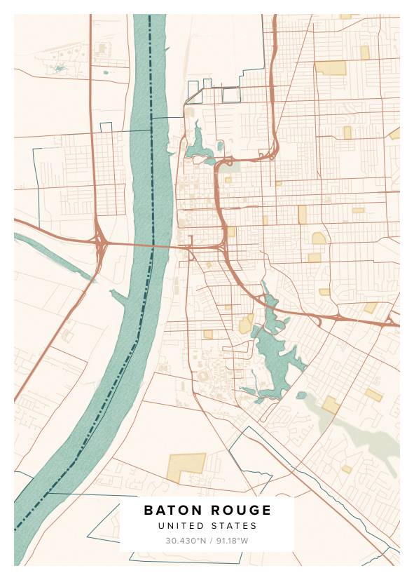 Baton Rouge US Map Poster