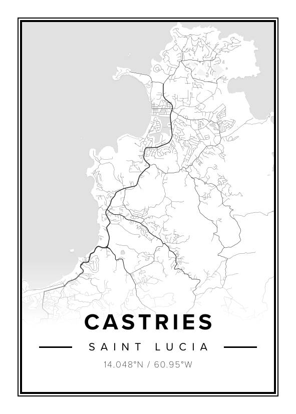 Castries Saint Lucia Map Poster