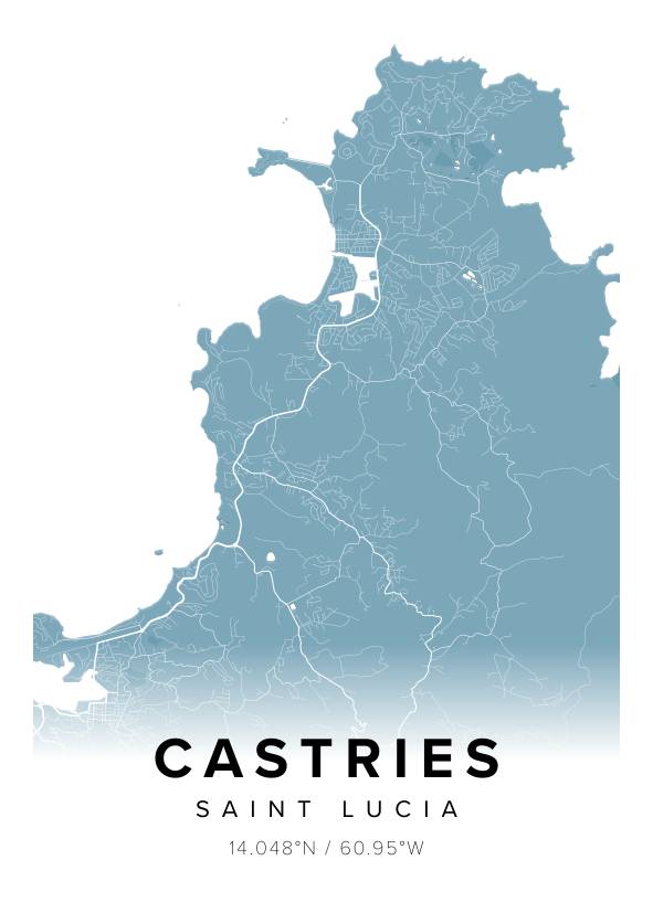 Castries Saint Lucia Map Poster