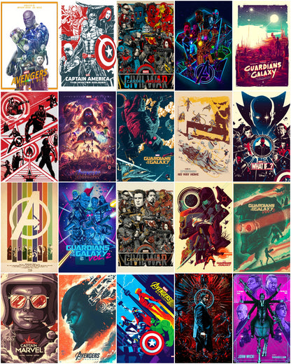 Marvel - Mini Kit Posters 8 x 12  inches ( 20 Premium Glossy Poster) + Free Wall Safest Tape