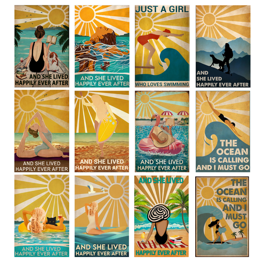 Boho Art - Mini Kit Posters 8 x 12  inches (12 Premium Glossy Poster) + Free Wall Safest Tape